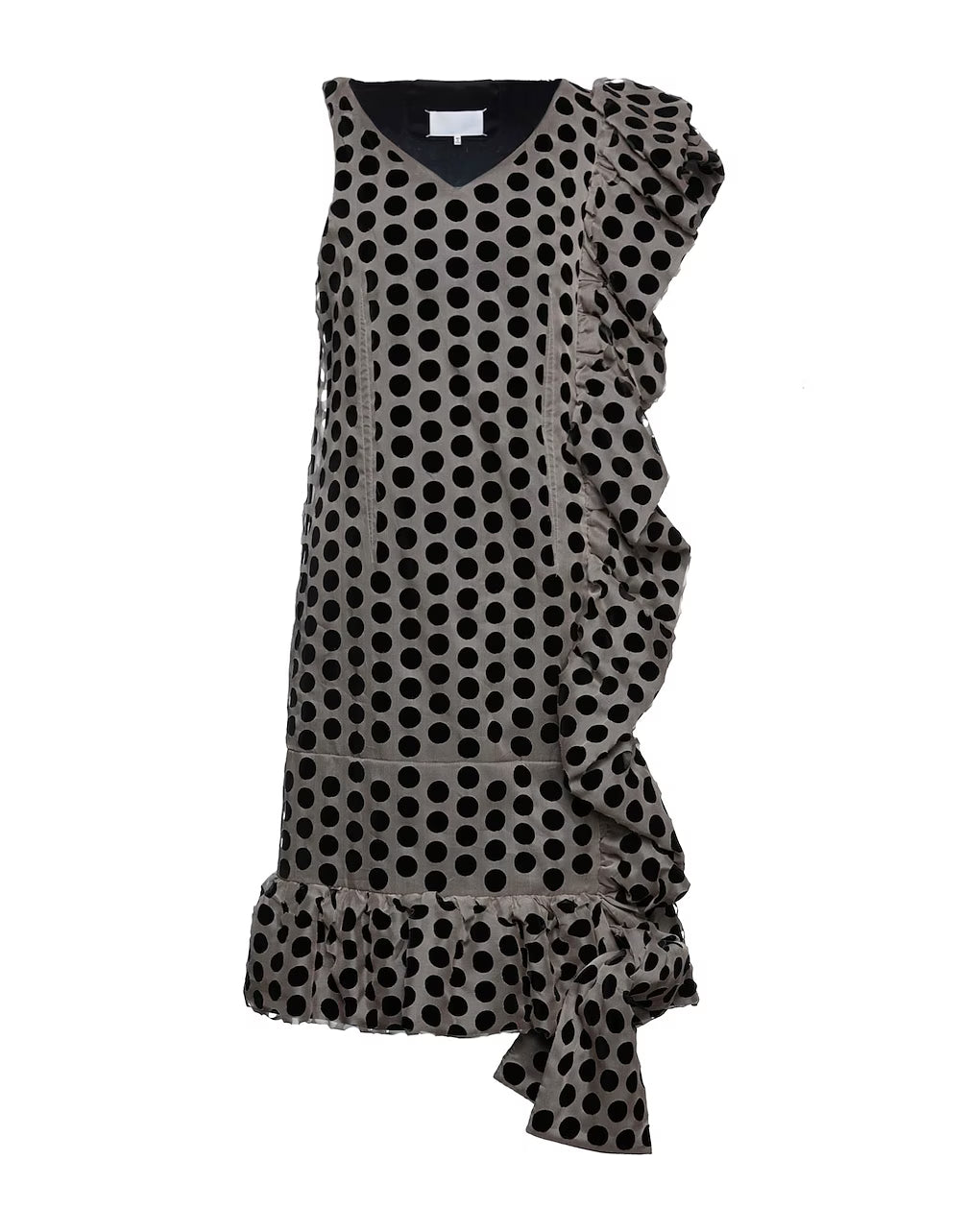 SS2020 Runway Polka Dot Dress Taupe / Black