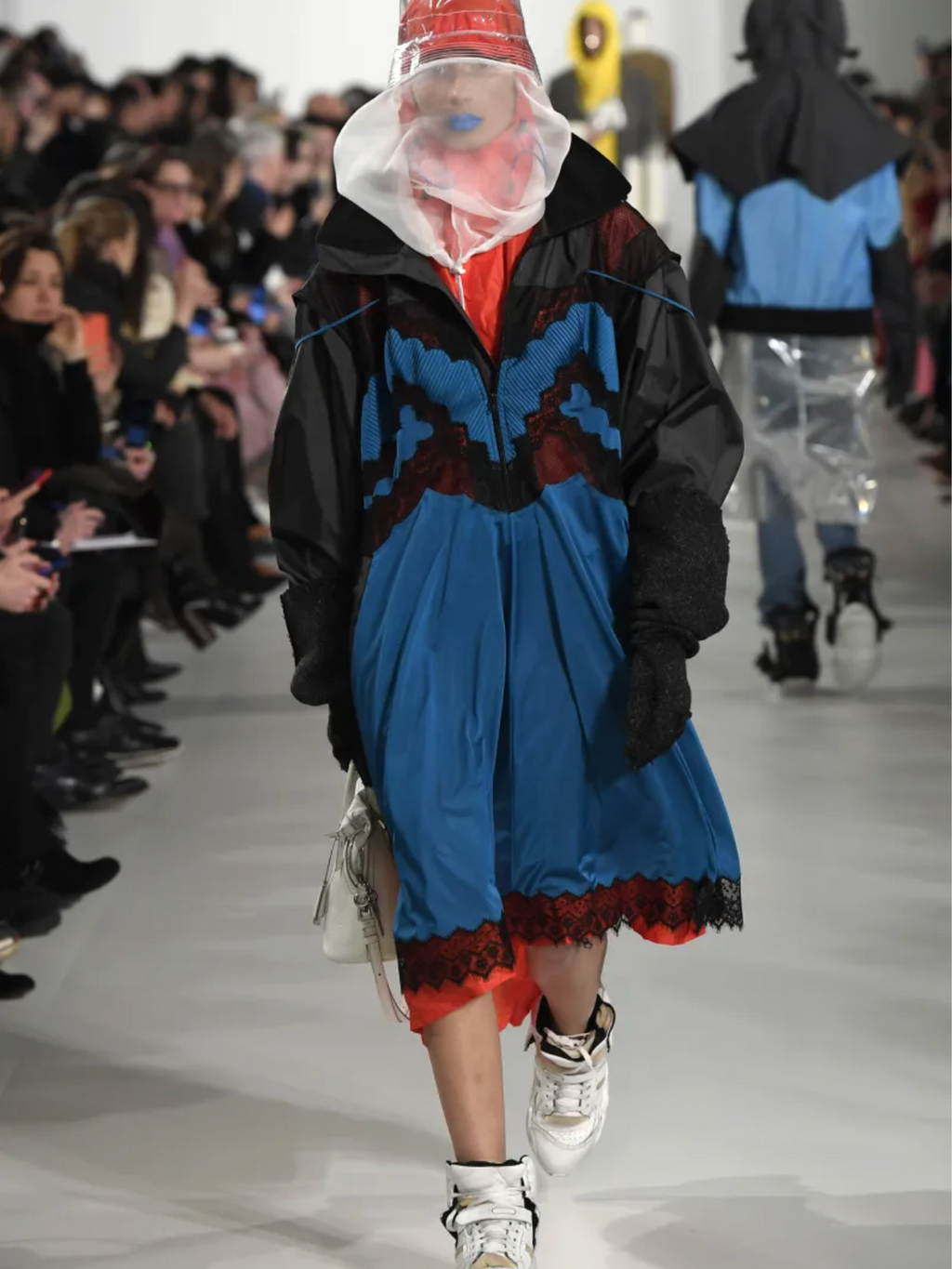 FW2018 Runway Lingerie Tech Overcoat Black / Blue