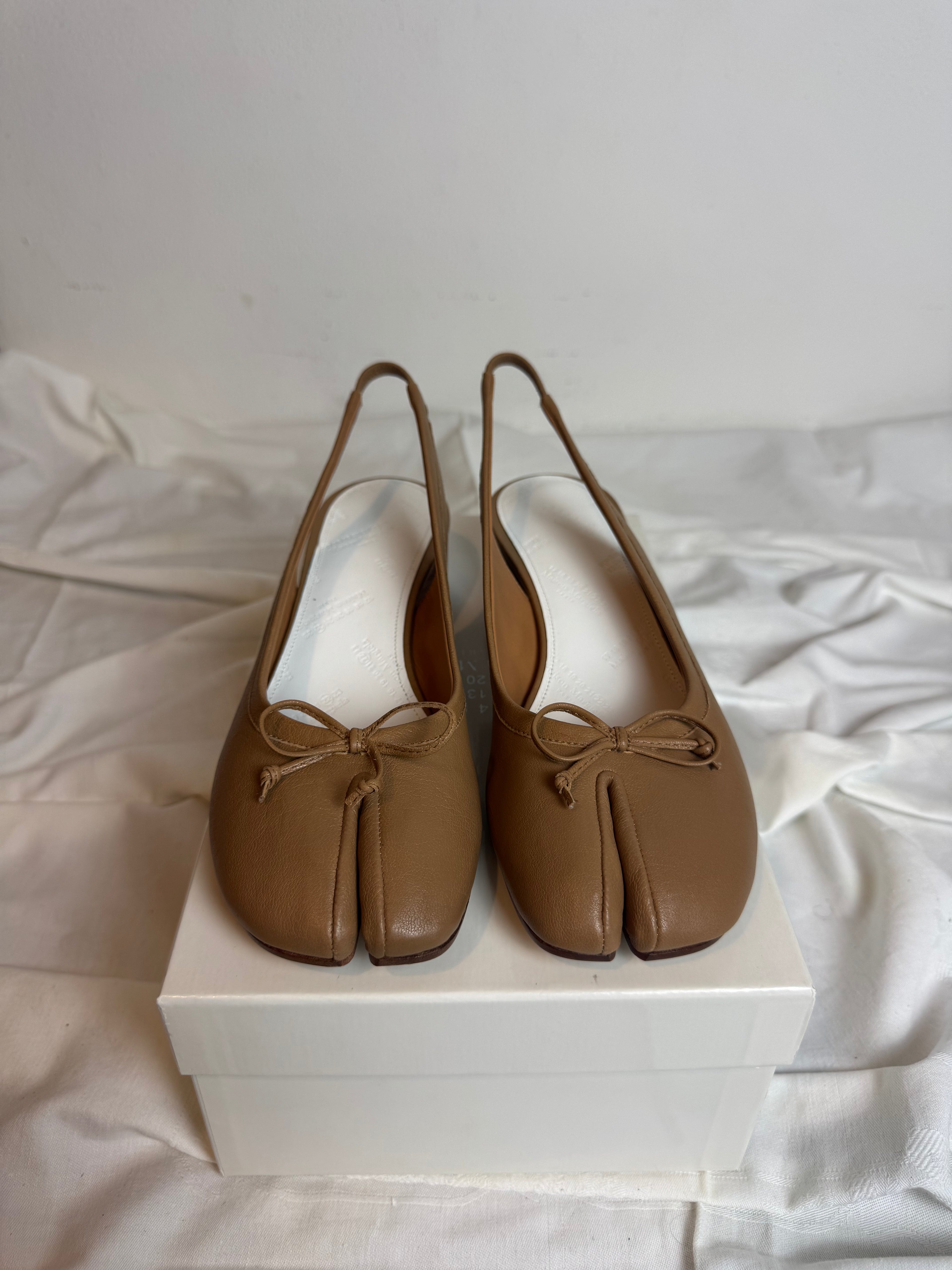 Tabi Slingback Ballet Pumps Brown