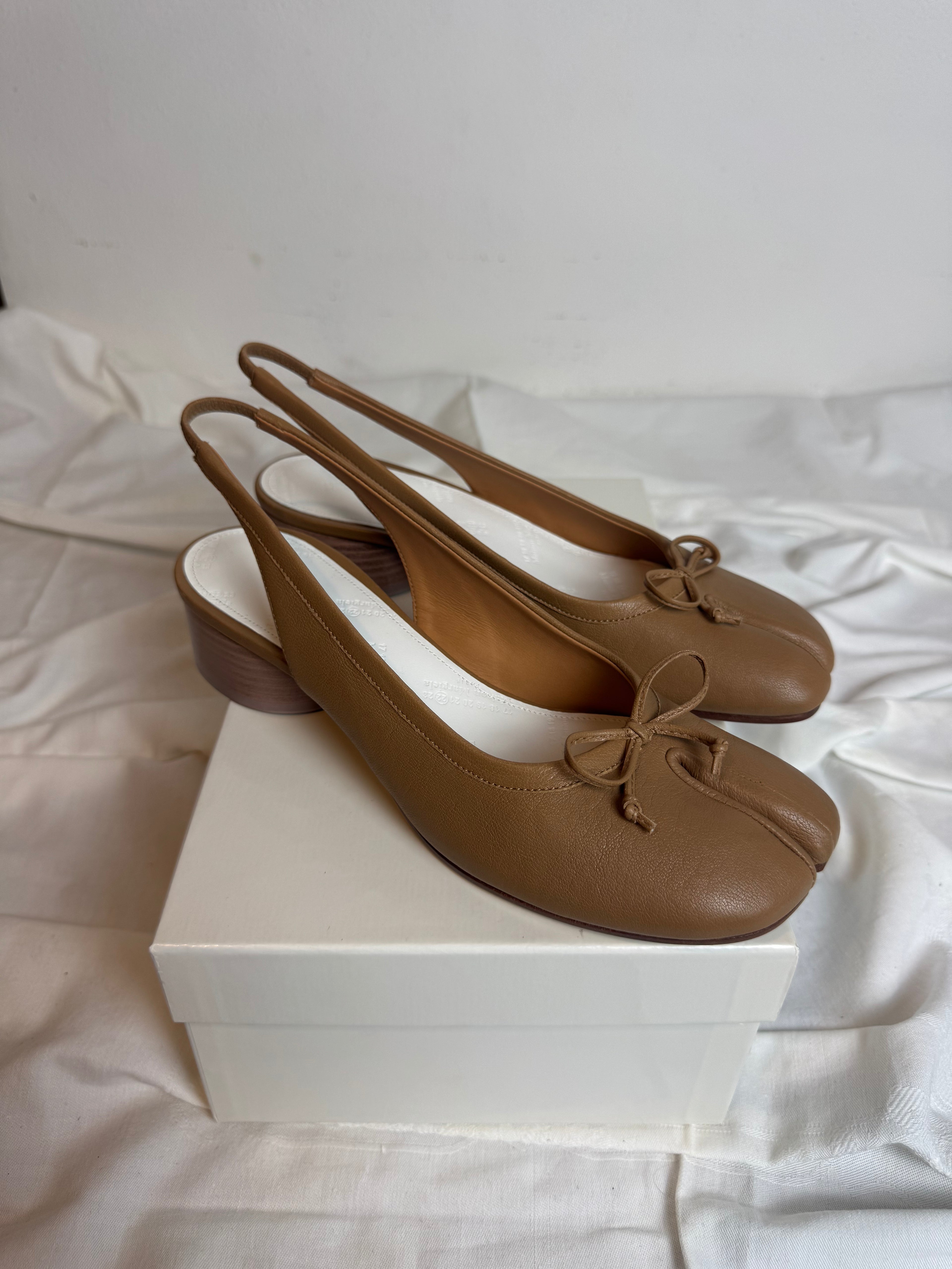Tabi Slingback Ballet Pumps Brown