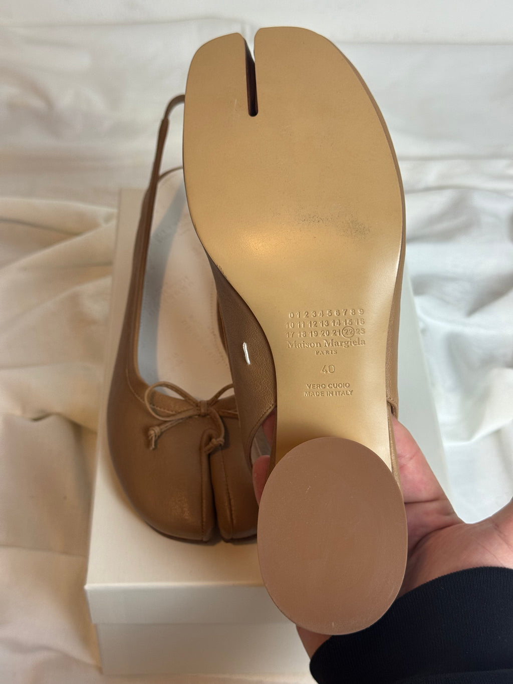 Tabi Slingback Ballet Pumps Brown
