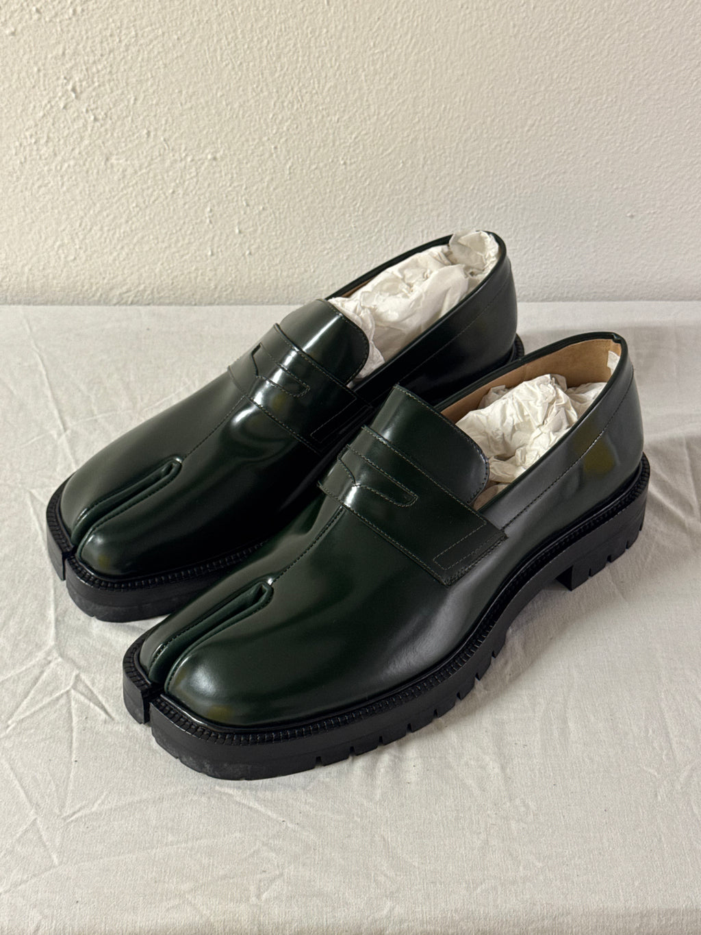 Tabi Platform Loafers Green / Black