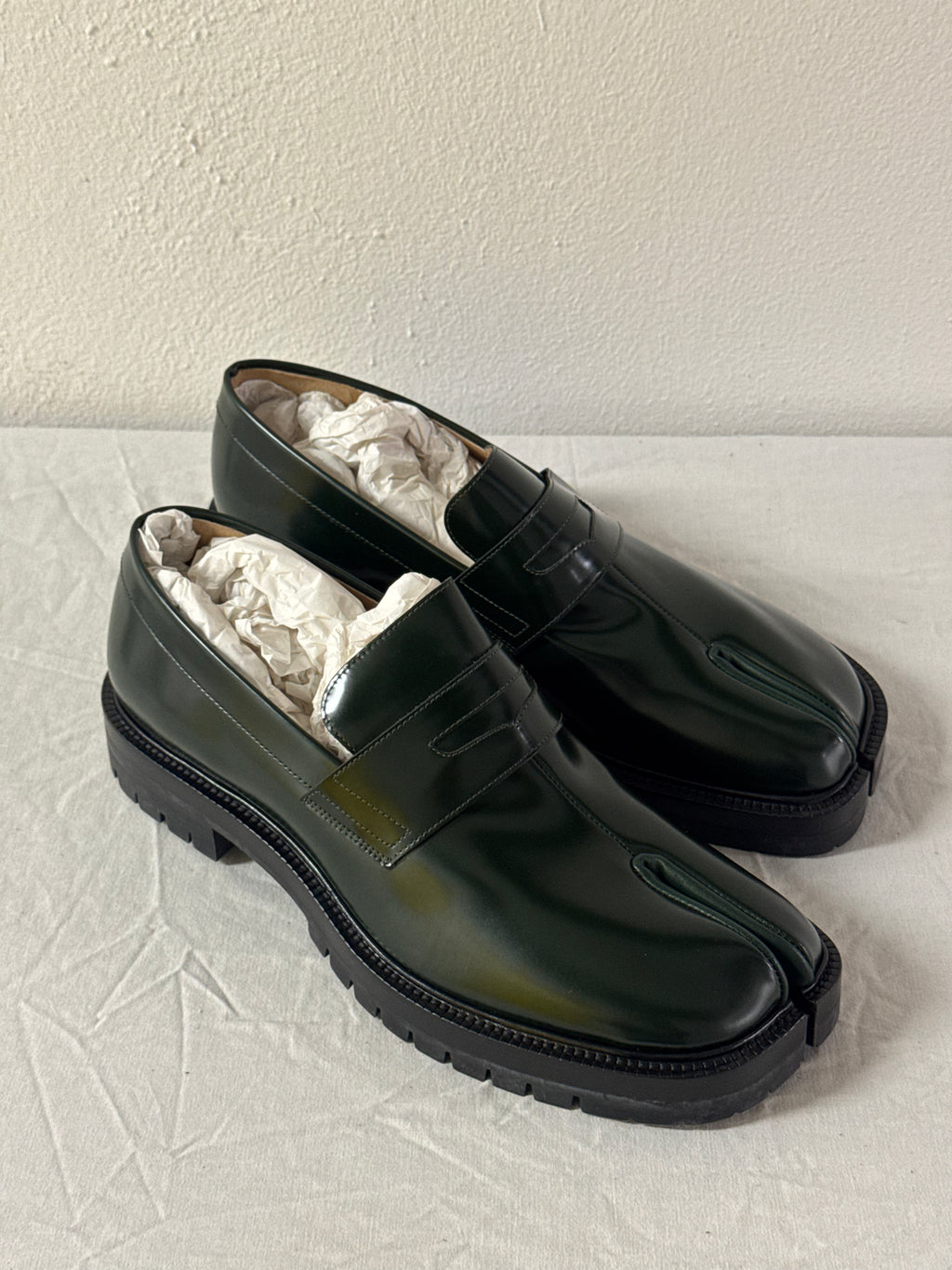 Tabi Platform Loafers Green / Black