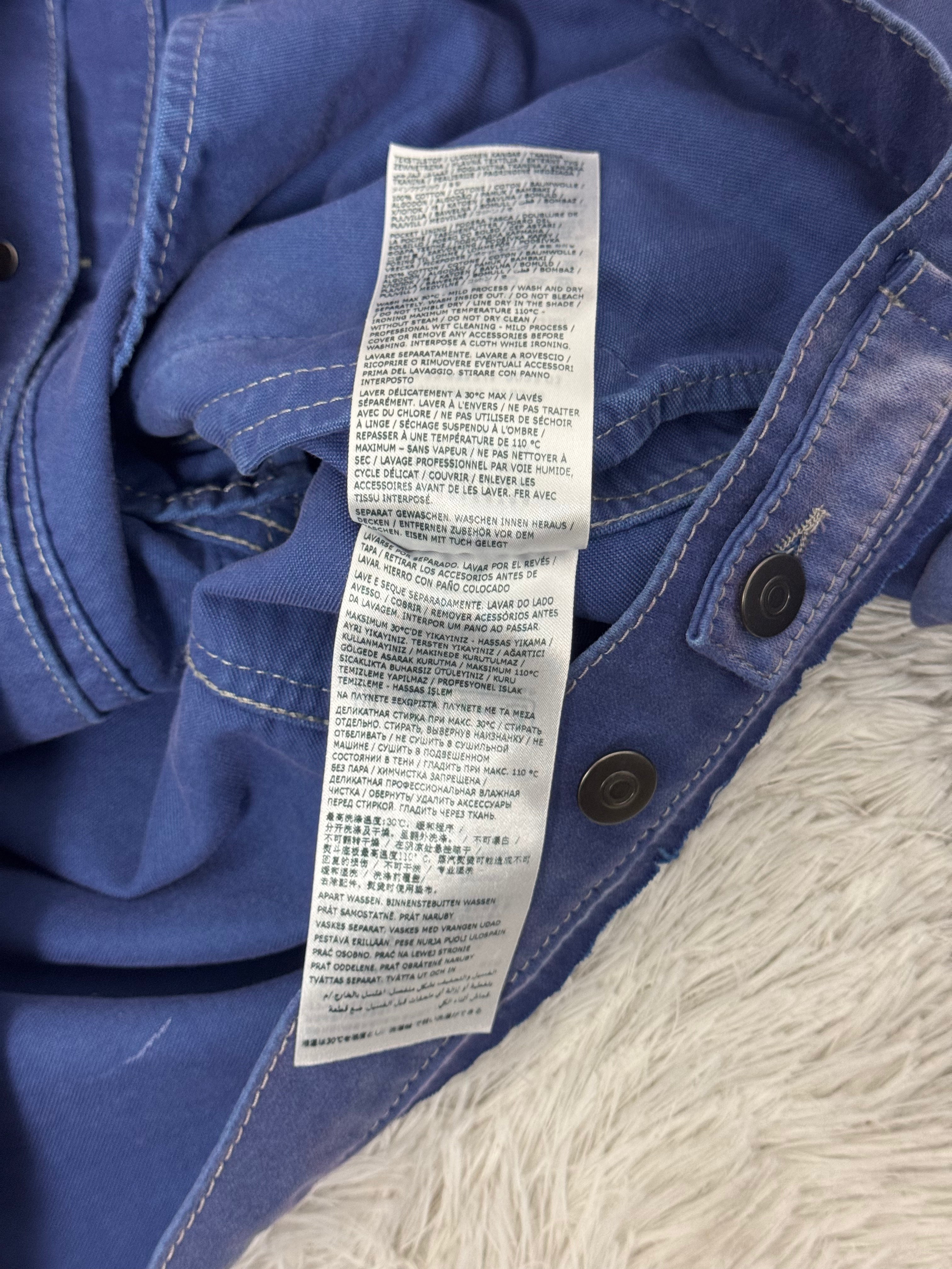 Collarless Reworked Work Jacket Blue