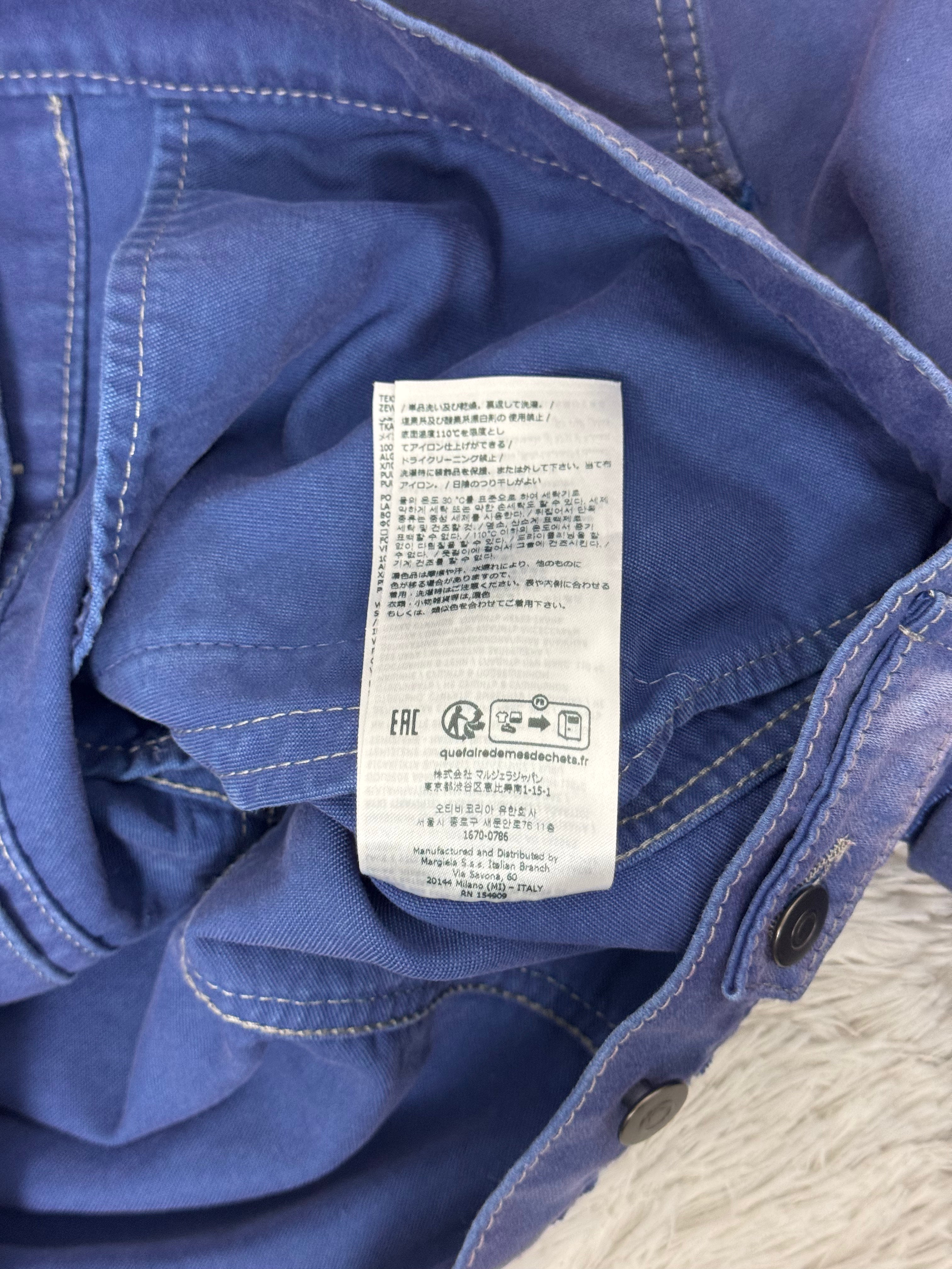 Collarless Reworked Work Jacket Blue