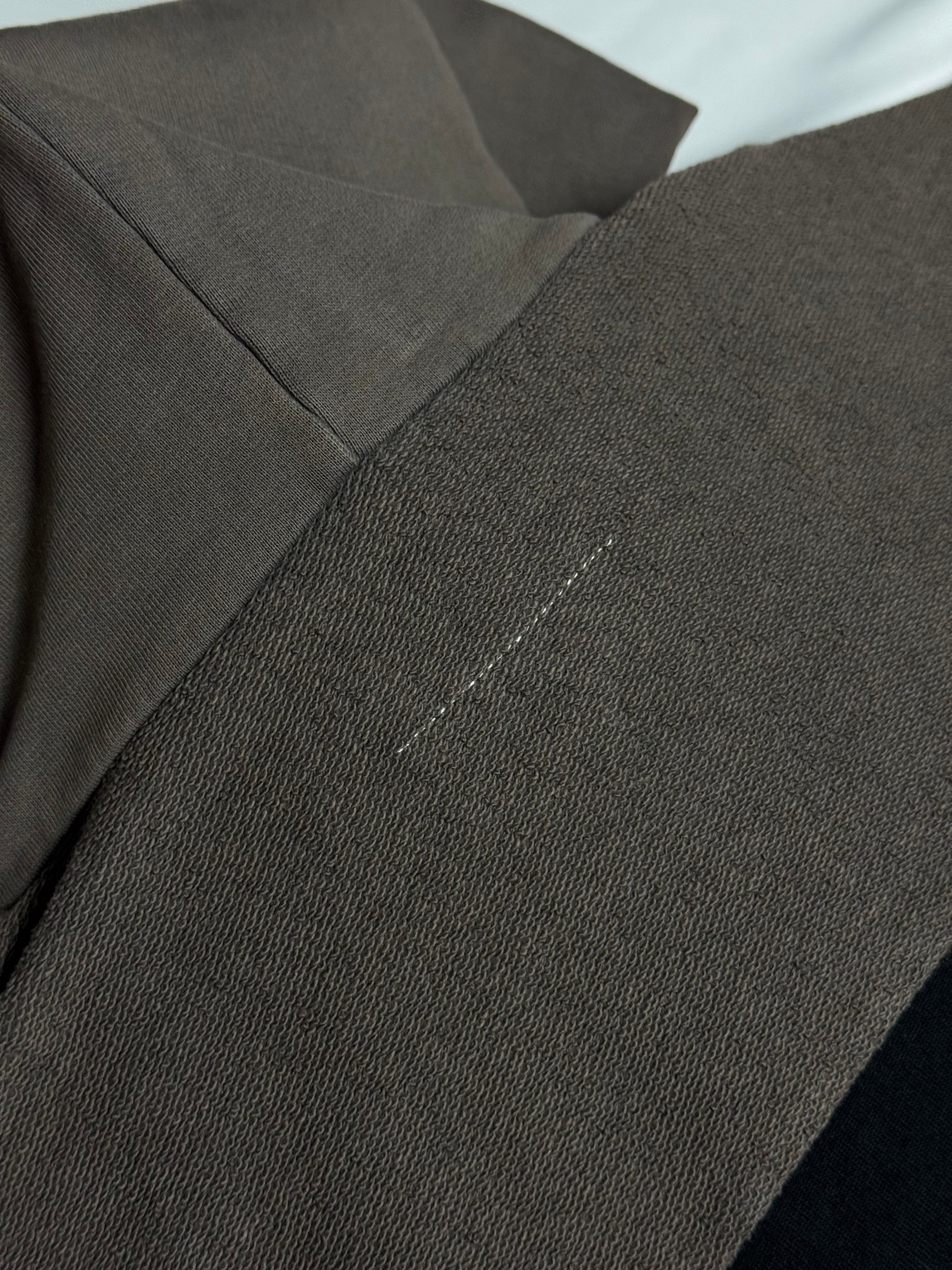 MM6 Panelled Asymetric Hoodie Black / Brown