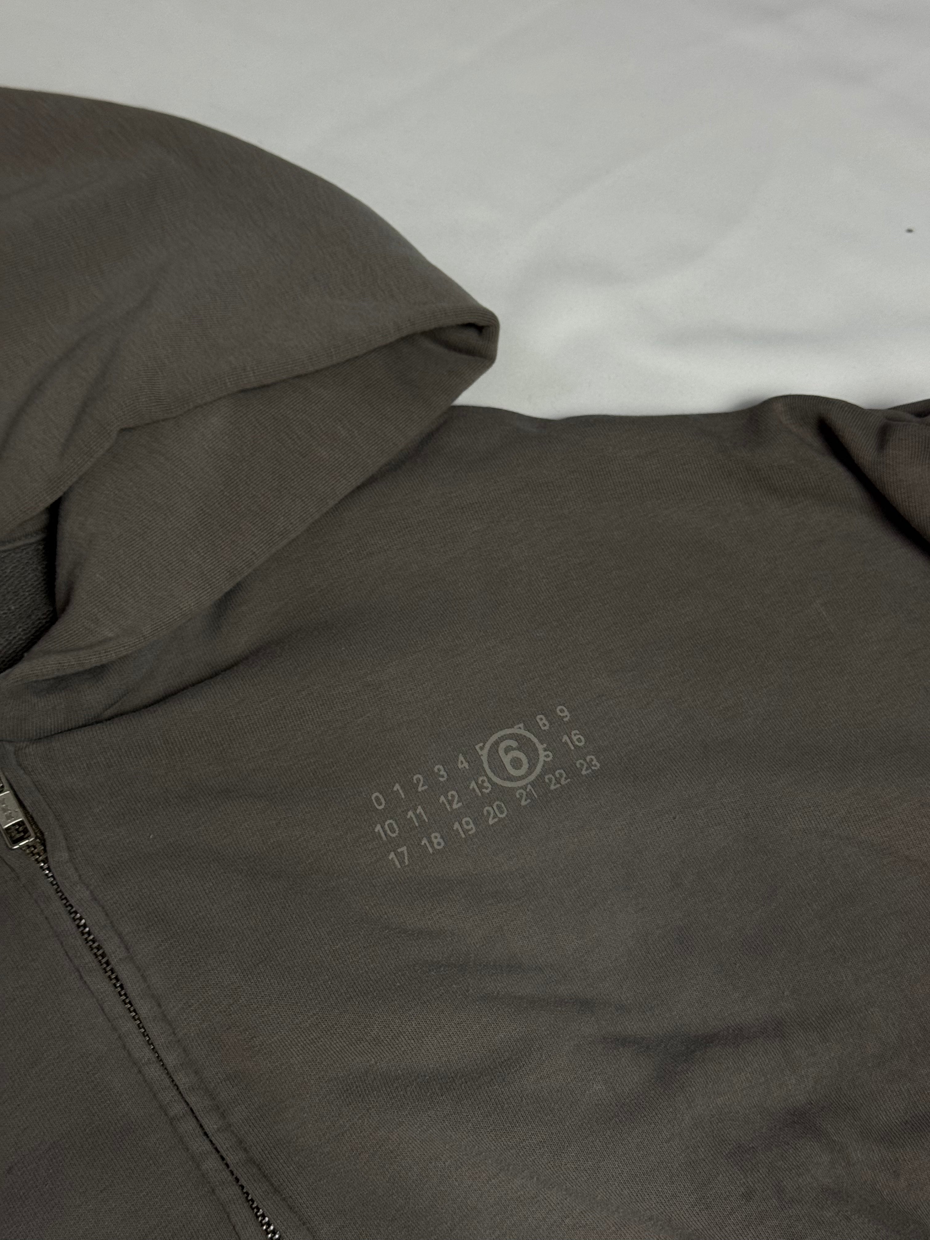 MM6 Cropped Boxy Fit Painted Hoodie Grey