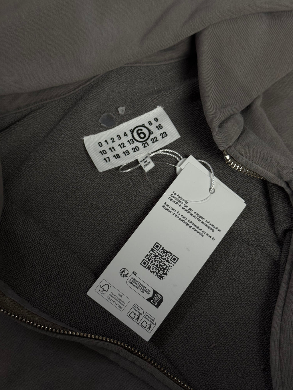 MM6 Cropped Boxy Fit Painted Hoodie Grey