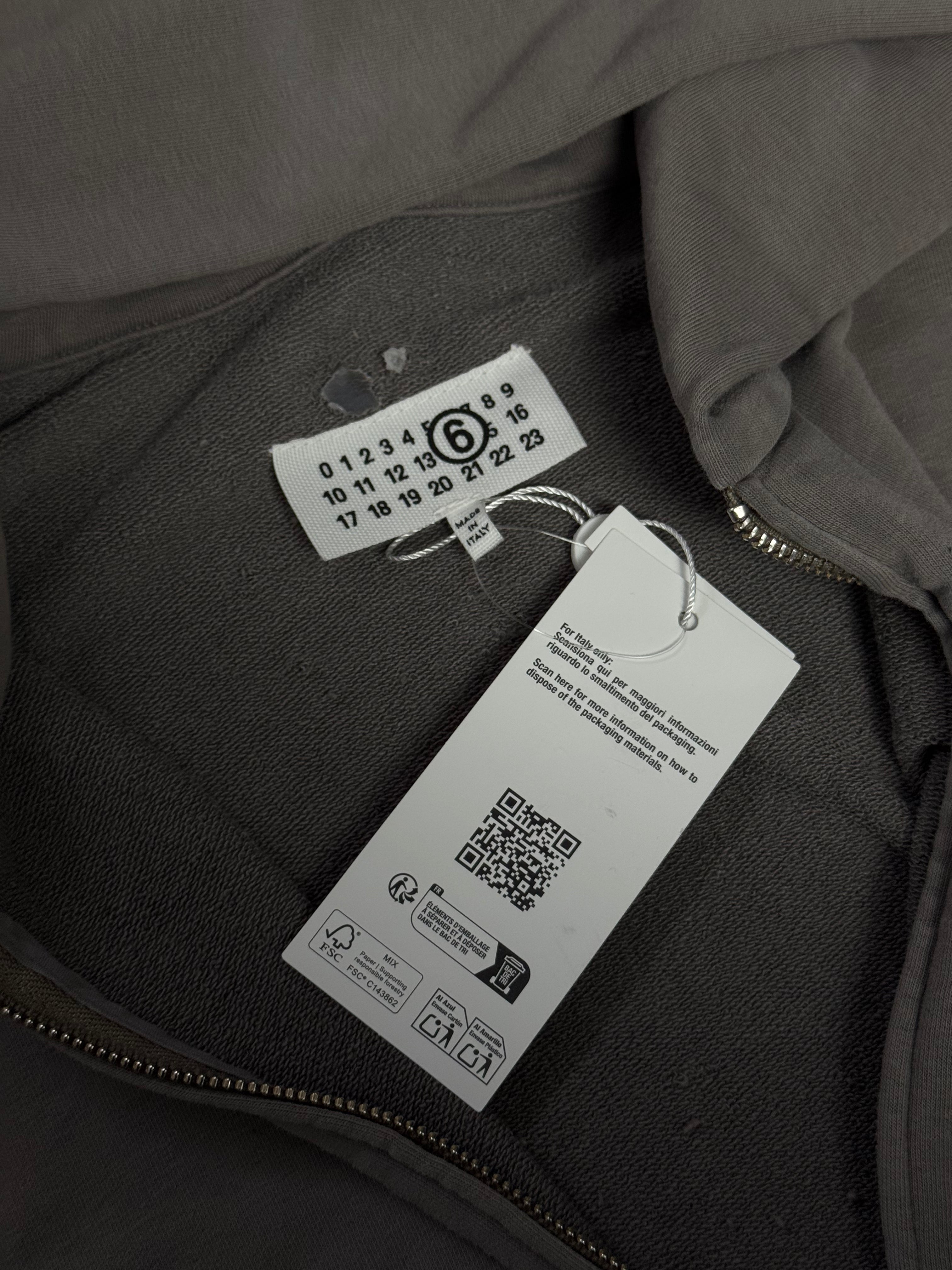 MM6 Cropped Boxy Fit Painted Hoodie Grey