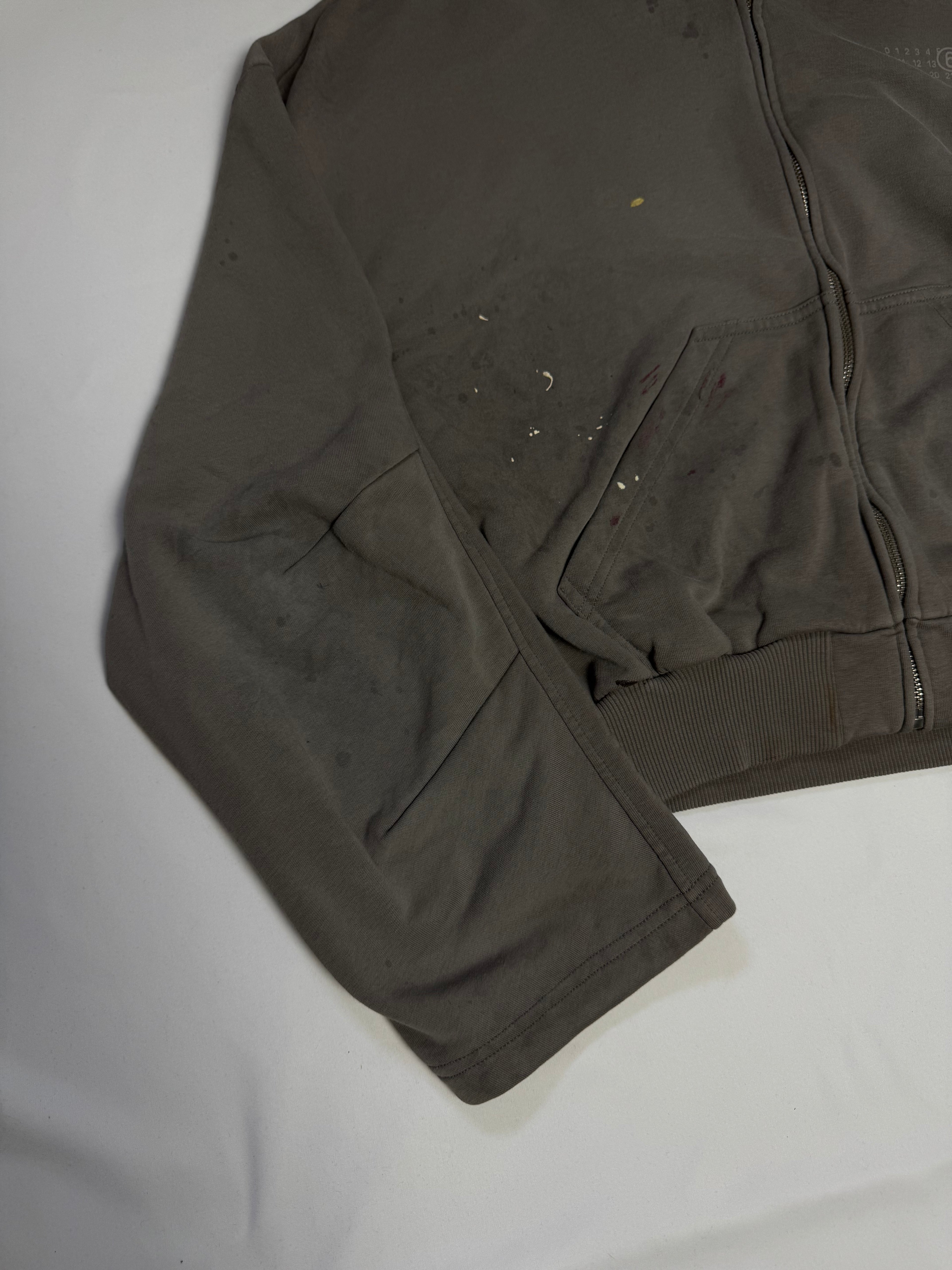 MM6 Cropped Boxy Fit Painted Hoodie Grey