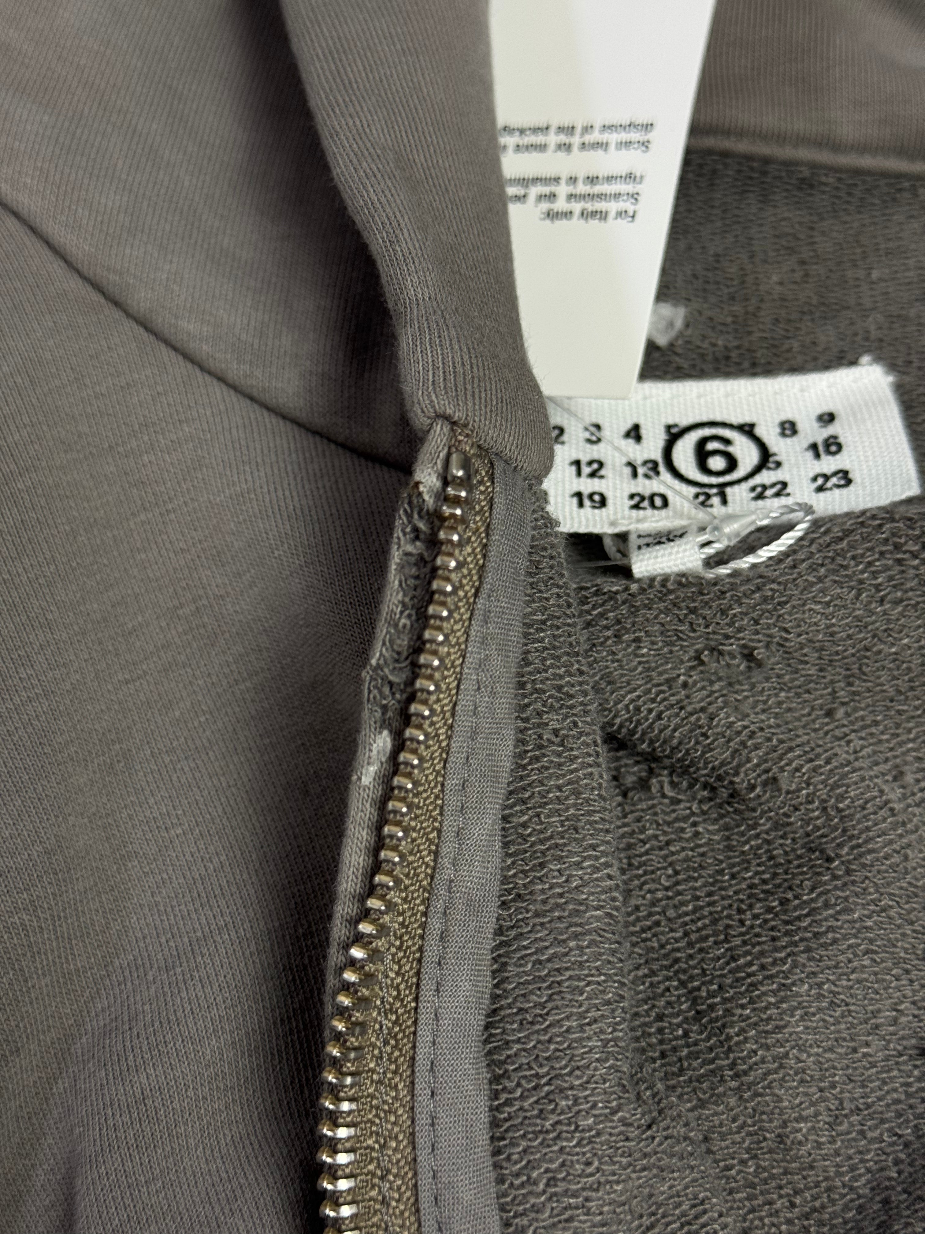 MM6 Cropped Boxy Fit Painted Hoodie Grey