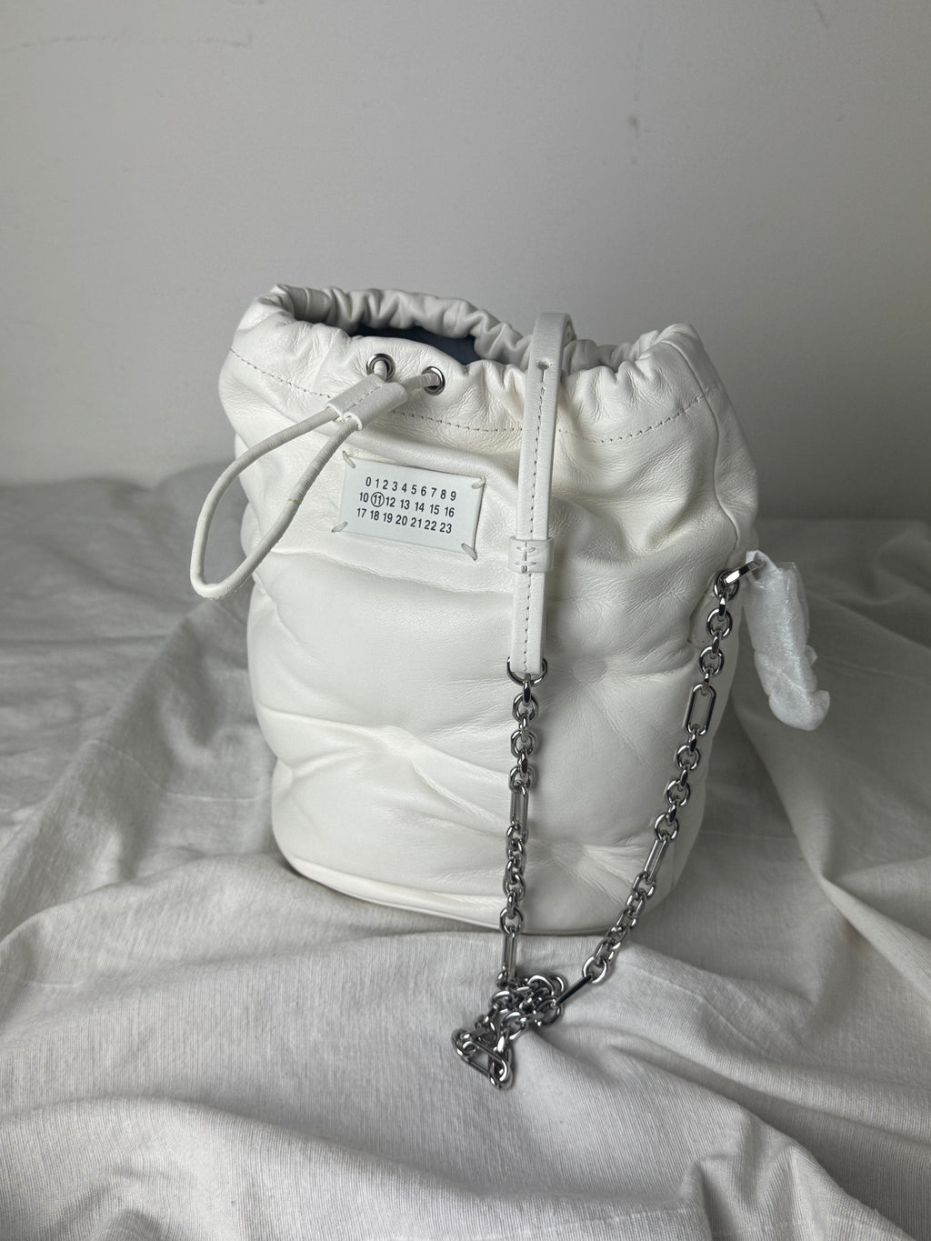 Glam Slam Mini Bucket Crossbody Bag White
