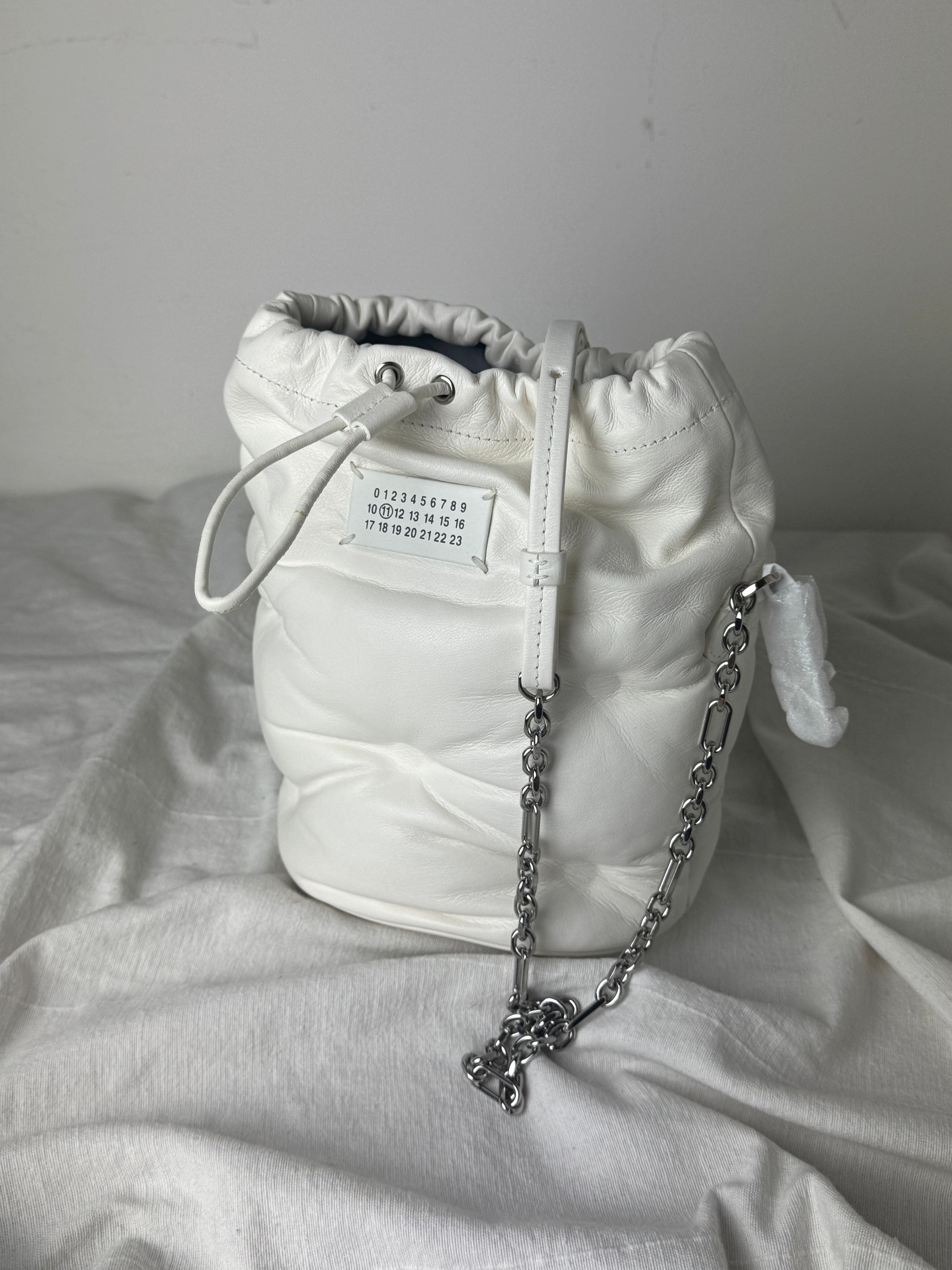 Glam Slam Mini Bucket Crossbody Bag White