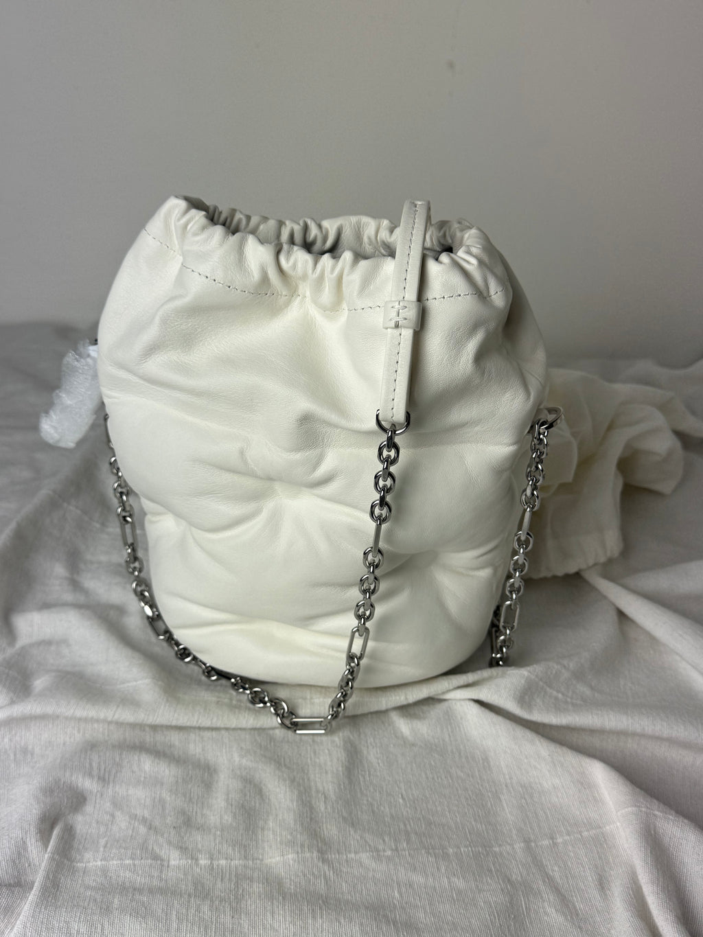 Glam Slam Mini Bucket Crossbody Bag White