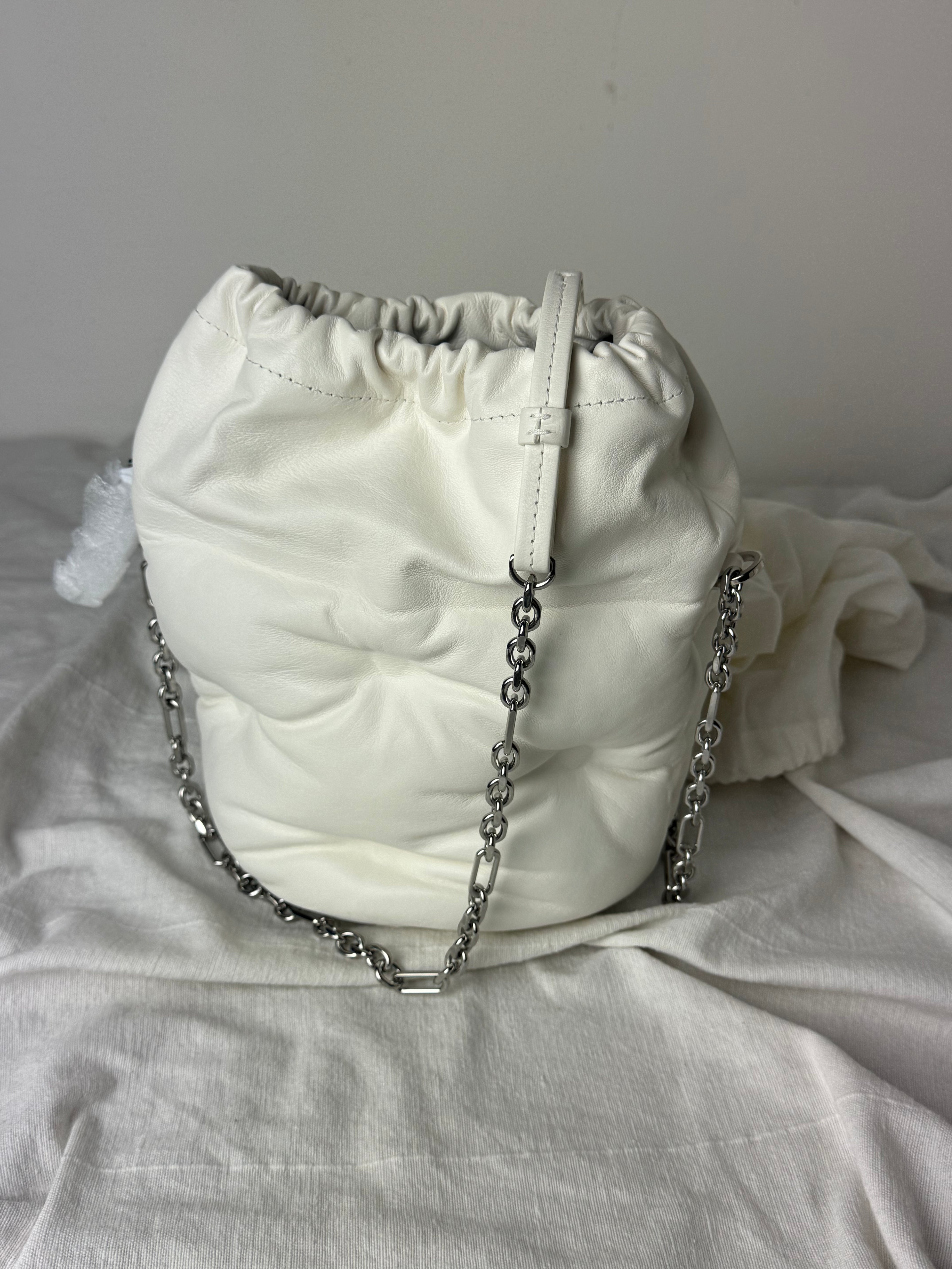 Glam Slam Mini Bucket Crossbody Bag White