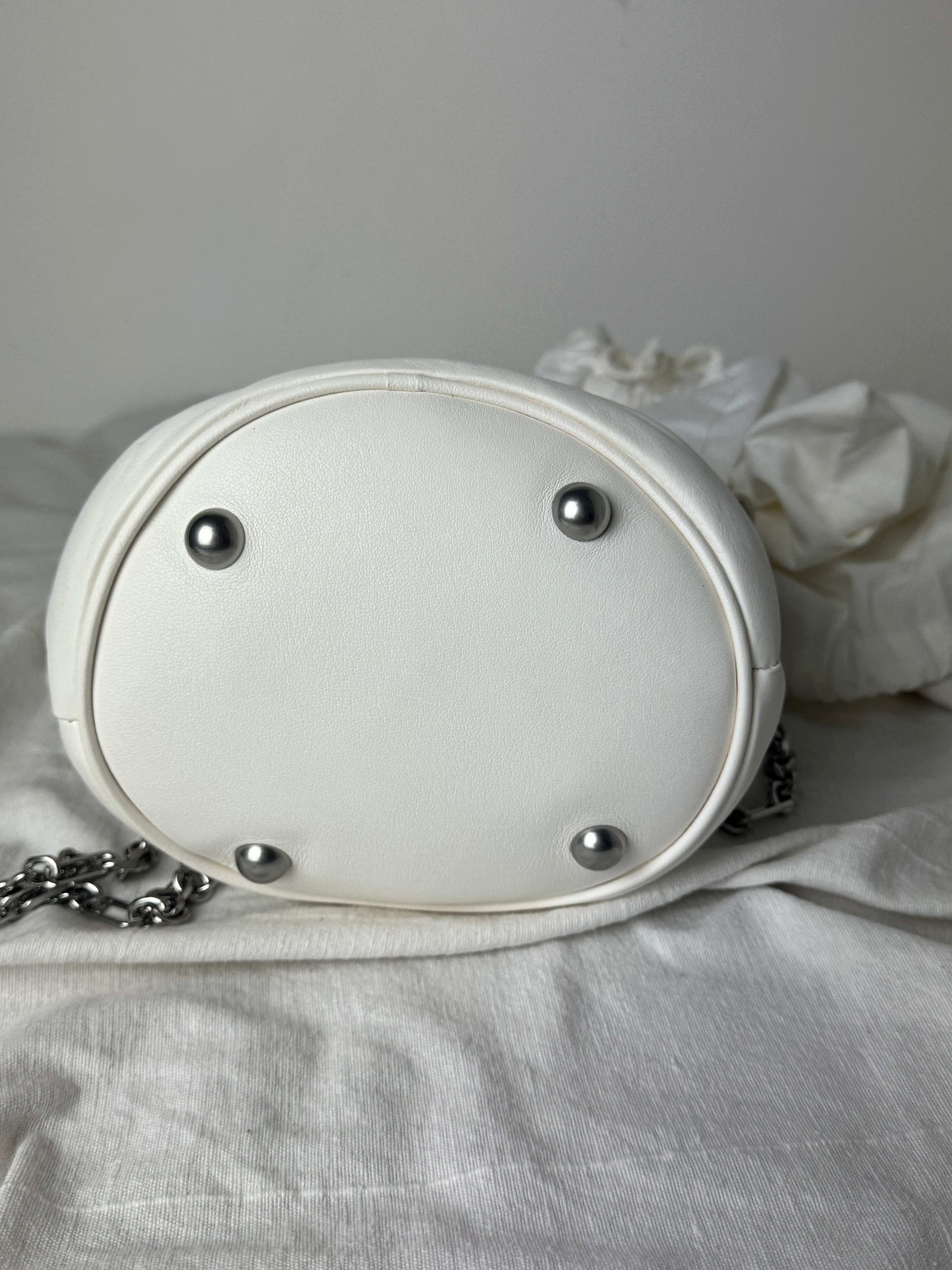 Glam Slam Mini Bucket Crossbody Bag White