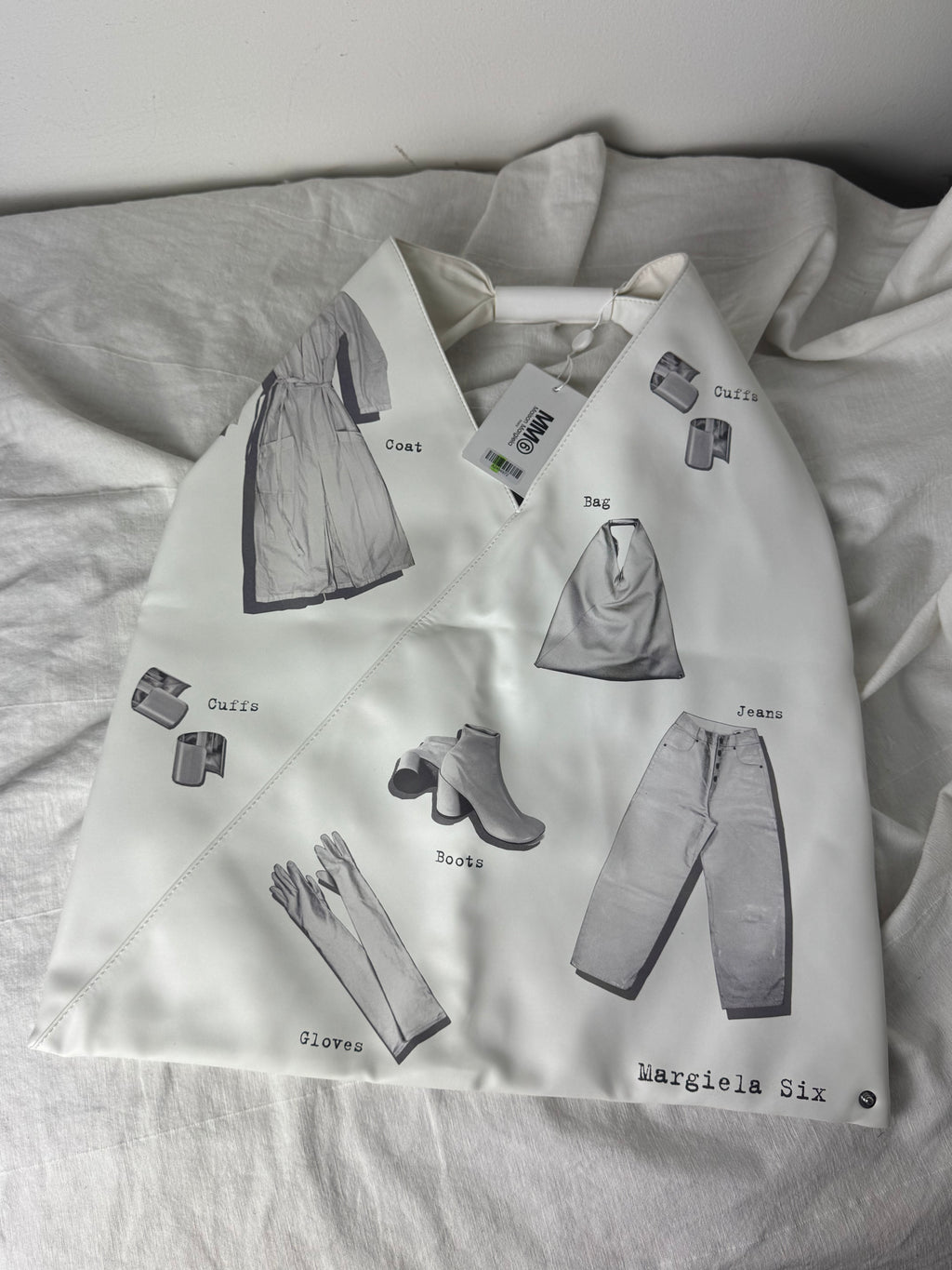 MM6 Japanese Classic Handbag Sketches White