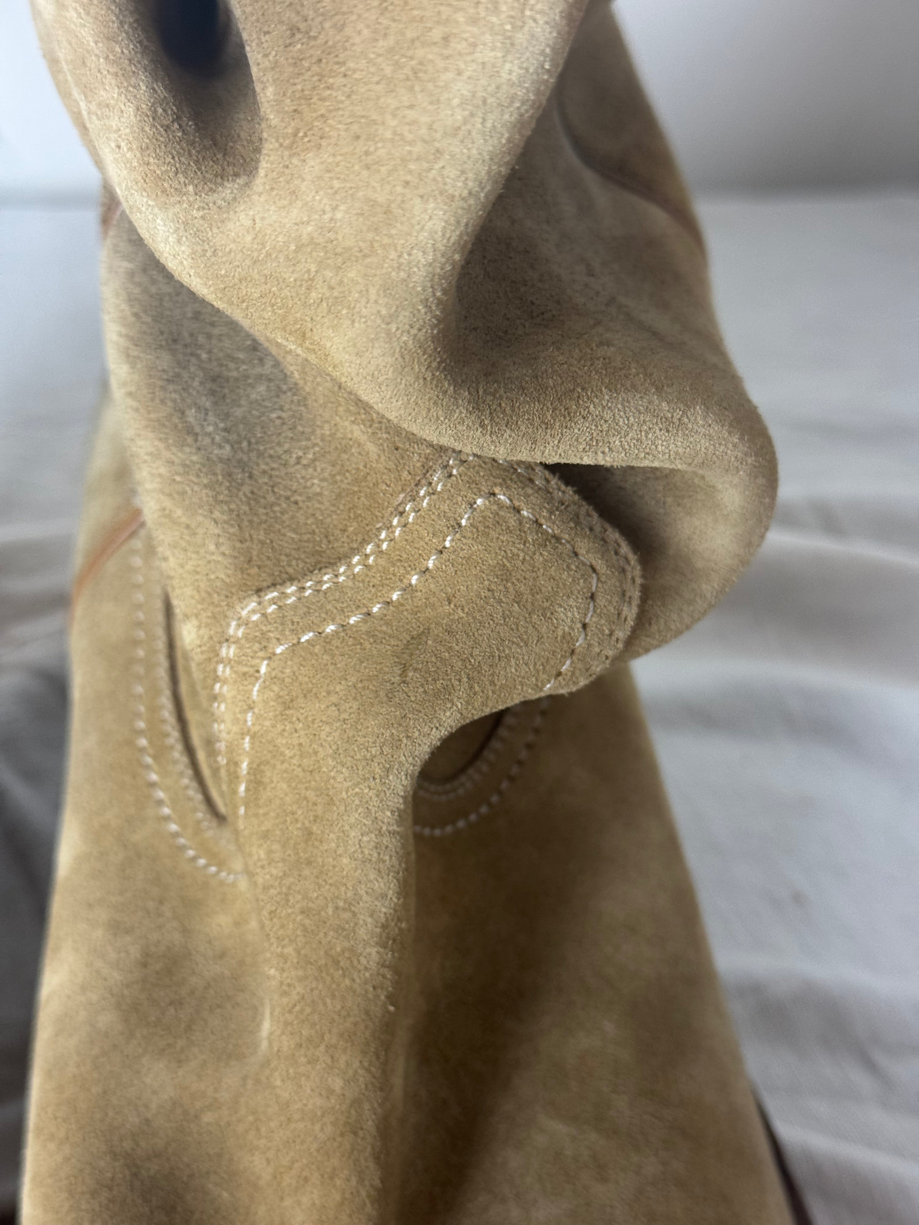 Tabi Texan Ankle Boots Suede Beige