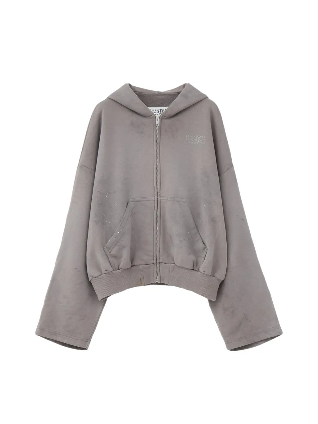 MM6 Cropped Boxy Fit Painted Hoodie Grey