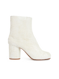 Tabi Ankle Boots Flocked Lamé White